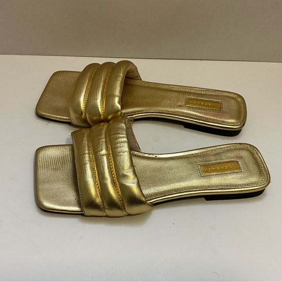 Top shop Pampas Padded Flat Sandals in Gold 40 - Picture 3 of 10
